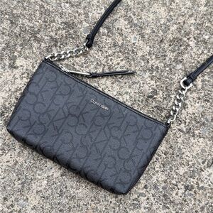 Calvin Klein Hayden Black Logo Crossbody Bag with Silver-Tone Hardware